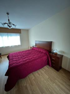 a bedroom with a large bed with a purple comforter at Casa Marina in Cerdido