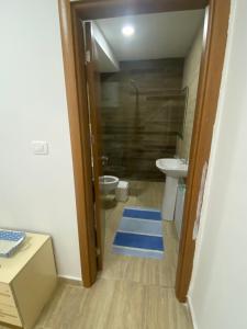 a bathroom with a toilet and a sink at Pirlitor Mountain Apartment in Žabljak