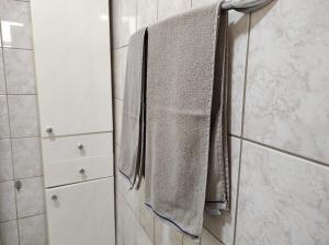 uma toalha pendurada num toalheiro na casa de banho em City Center em Visoko