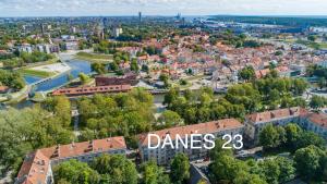 an aerial view of the city of dances at Danes23 - Self Check-in, Free Parking, Park and River View, Oldtown in Klaipėda