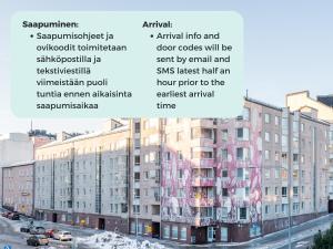 un rendimiento de un edificio con los nombres de los edificios en Hiisi Homes Helsinki Sörnäinen, en Helsinki