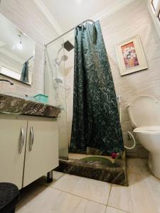 a bathroom with a shower and a sink at New Cairo Cozy Studio 2bedrooms 2 bathrooms in Cairo
