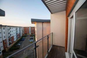 a balcony of a building with a view of a street at Clarkson Court 1Bedroom Flat in Hatfield