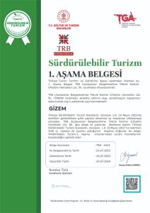 a white and green menu for a restaurant at Gizem Pansiyon in Çanakkale