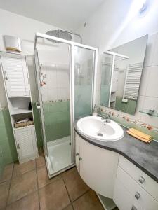 La salle de bains est pourvue d'un lavabo et d'une douche. dans l'établissement La Provençale, à Redessan