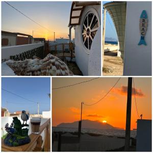un collage de photos avec un coucher de soleil et un bâtiment dans l'établissement Villa Zembretta, à El Haouaria