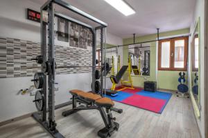 un gimnasio con dos máquinas de correr en una habitación en Relax House and Fitness 9, en Villanova Monteleone
