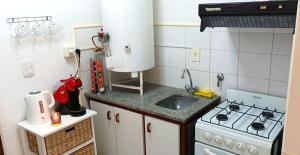 a small kitchen with a sink and a stove at Departamento Centrico Tandil in Tandil