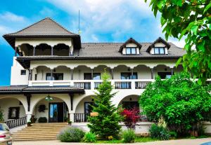a large white house with a roof at Vinalia - Conacul din Ceptura in Ceptura de Jos