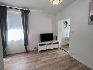 A television and/or entertainment centre at Best Apartman Lelle
