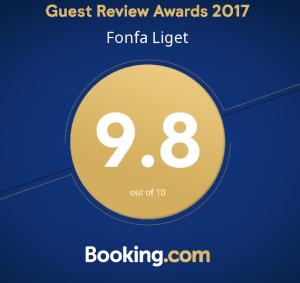 Certifikát, ocenenie alebo iný dokument vystavený v ubytovaní Fonfa Liget