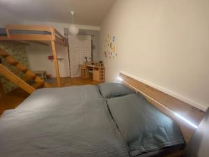 a bed in a room with a bunk bed at Family MK Apartment in Prague