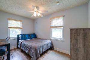 a bedroom with a bed and a ceiling fan at Blacksburg Vacation Rental Near Virginia Tech! in Blacksburg