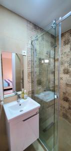 姆茨赫塔的住宿－GuestRoom KOKO，一间带水槽和淋浴的浴室