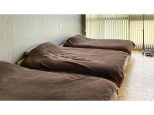 two beds with brown sheets in a room at Forte "Hachijojima" - Vacation STAY 62473v in Hachijo