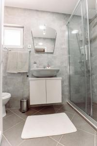 a bathroom with a sink and a shower at Aria in Cetinje