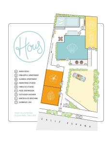 a site plan for a house with a pool at HOUS - Ocean Park - Pool - Sunset Lounge in San Juan