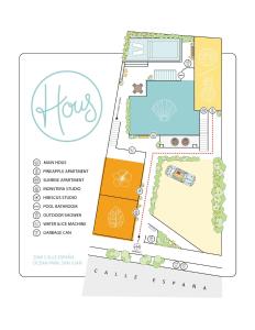 a site plan for a house with a pool at Entire Villa - 7br Pool Sun Deck Ocean Park in San Juan