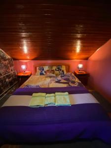 1 dormitorio con 1 cama con 2 toallas en Villa Miris Dunja, en Zlatibor