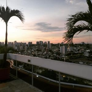 a view of a city from a balcony with palm trees at Flat Millennium - Suíte 809 in Manaus