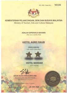 Certifikat, nagrada, znak ali drug dokument, ki je prikazan v nastanitvi Hotel Raub Agro