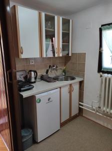 uma pequena cozinha com um lavatório e um balcão em City Center em Visoko