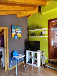 Telewizja i/lub zestaw kina domowego w obiekcie Tranquila casita de invitados en Vigo con chimenea