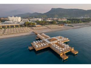 an aerial view of a dock in the water at Swandor Hotels & Resorts - Kemer in Kemer