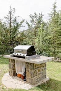 a grill sitting on top of a stone structure at Rural Hostel dos Lucas in Biescas