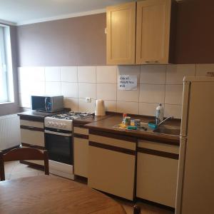 Kuchyň nebo kuchyňský kout v ubytování Dom Gościnny Sosenka Grzybowo