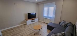 sala de estar con sofá y TV en Apartamento La Estación - Para 6 en Avilés