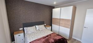 ein Schlafzimmer mit einem Bett und einem weißen Schrank in der Unterkunft Apartamento La Estación - Para 6 - VUT-4522-AS in Avilés