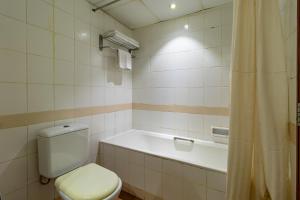 a bathroom with a toilet and a bath tub at City Palace Hotel in Dubai