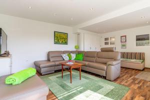 a living room with a couch and a table at Ladybug House With Whirlpool - Happy Rentals in Fokovci