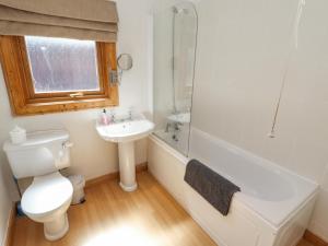 une salle de bain avec toilettes, lavabo et douche dans l'établissement 64 Acorn Lodge Kenwick Park, à Louth 17 autres photos