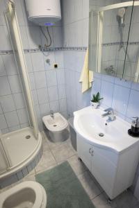 uma casa de banho com um lavatório, um WC e uma banheira em Villa Vita em Mostar