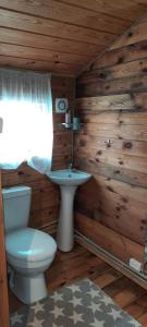 a bathroom with a toilet and a sink at Ziedu aleja in Sigulda