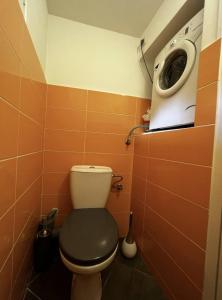 ein Badezimmer mit einem WC und einer Waschmaschine in der Unterkunft Appartement - Cannes vieille ville - Le Suquet in Cannes
