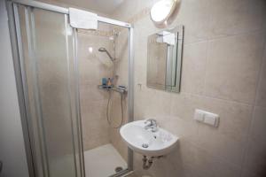 a bathroom with a shower and a sink and a shower at Privatzimmervermietung Margit in Waidhofen an der Ybbs