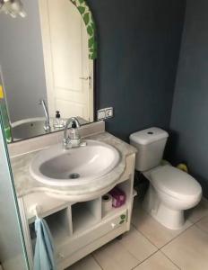 La salle de bains est pourvue d'un lavabo et de toilettes. dans l'établissement My House Urban, à Arrecife