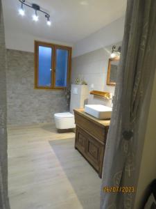 a bathroom with a toilet and a sink at l'altore di savaghju in Vivario