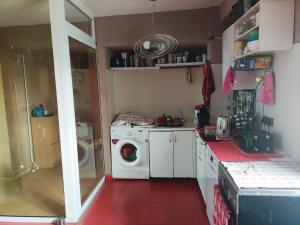 a small kitchen with a washing machine in it at Dorobantilor House in Cluj-Napoca