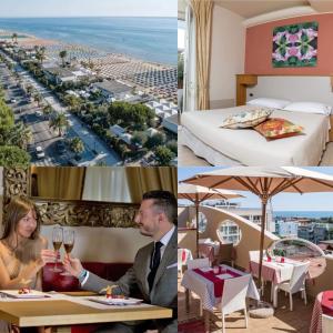 a collage of photos of a hotel room with a view at Relais Concorde in Grottammare