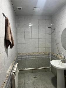 a bathroom with a shower and a sink at Hotel KA-EL in Musalerr