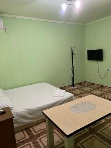 a room with a bed and a table and a tv at Touristic House KAEL in Musalerr