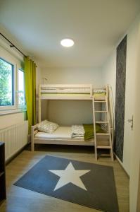 - une chambre avec des lits superposés et un tapis étoilé dans l'établissement ViennaSunshine, à Vienne