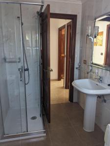 W łazience znajduje się prysznic i umywalka. w obiekcie Alicia Bis w mieście Sanxenxo