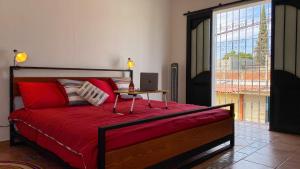 Tempat tidur dalam kamar di Pent house con terraza o departamento con balcón en el centro de oaxaca