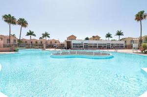 a large swimming pool in a resort with palm trees at MASPALOMAS GREEN OASIS CLUB playa in Maspalomas