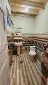 y baño con aseo y lavamanos. en Karakorum Family Guest House Hunza en Hunza
